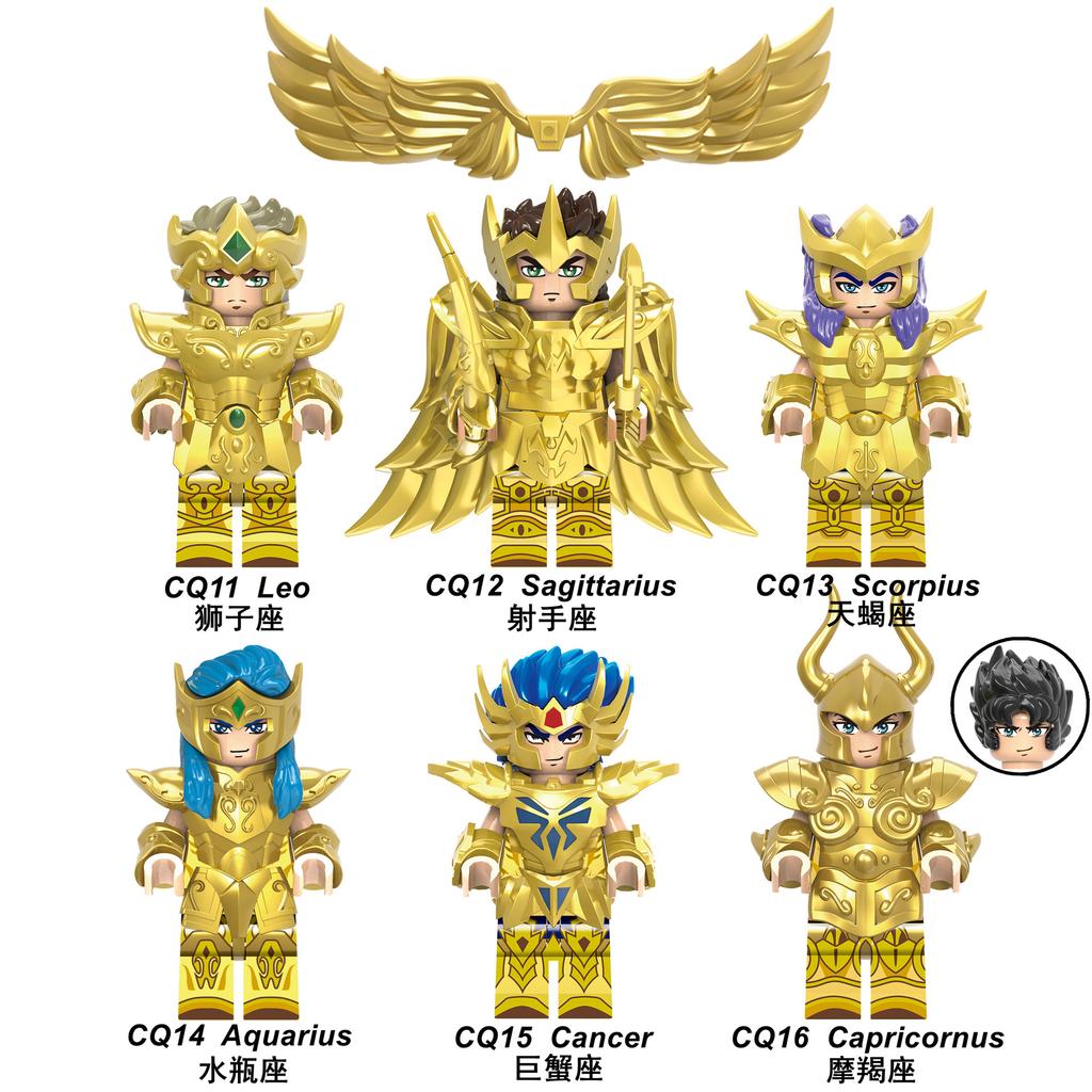 6/12Pcs/Set Anime Saint Seiya Building Blocks Athena Shiryu Ikki Golden Warrior Figures Bricks Cartoon Toys For Children Gifts