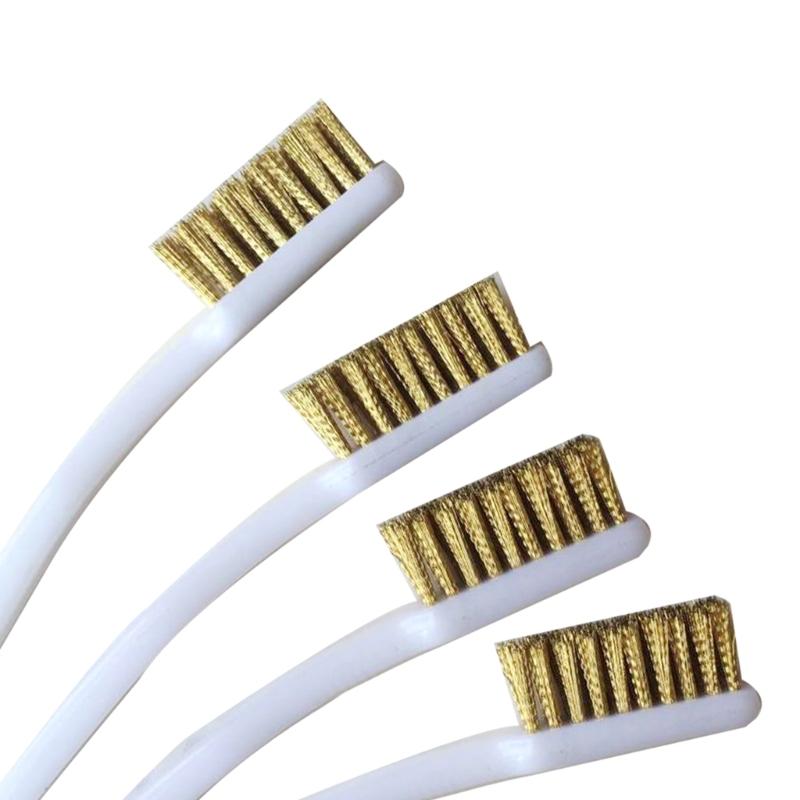 Copper Plated Brush For Industrial Devices Surface-Inner Polishing Grinding Cleaning Brush 3 Row Wire Brush Rust Remover