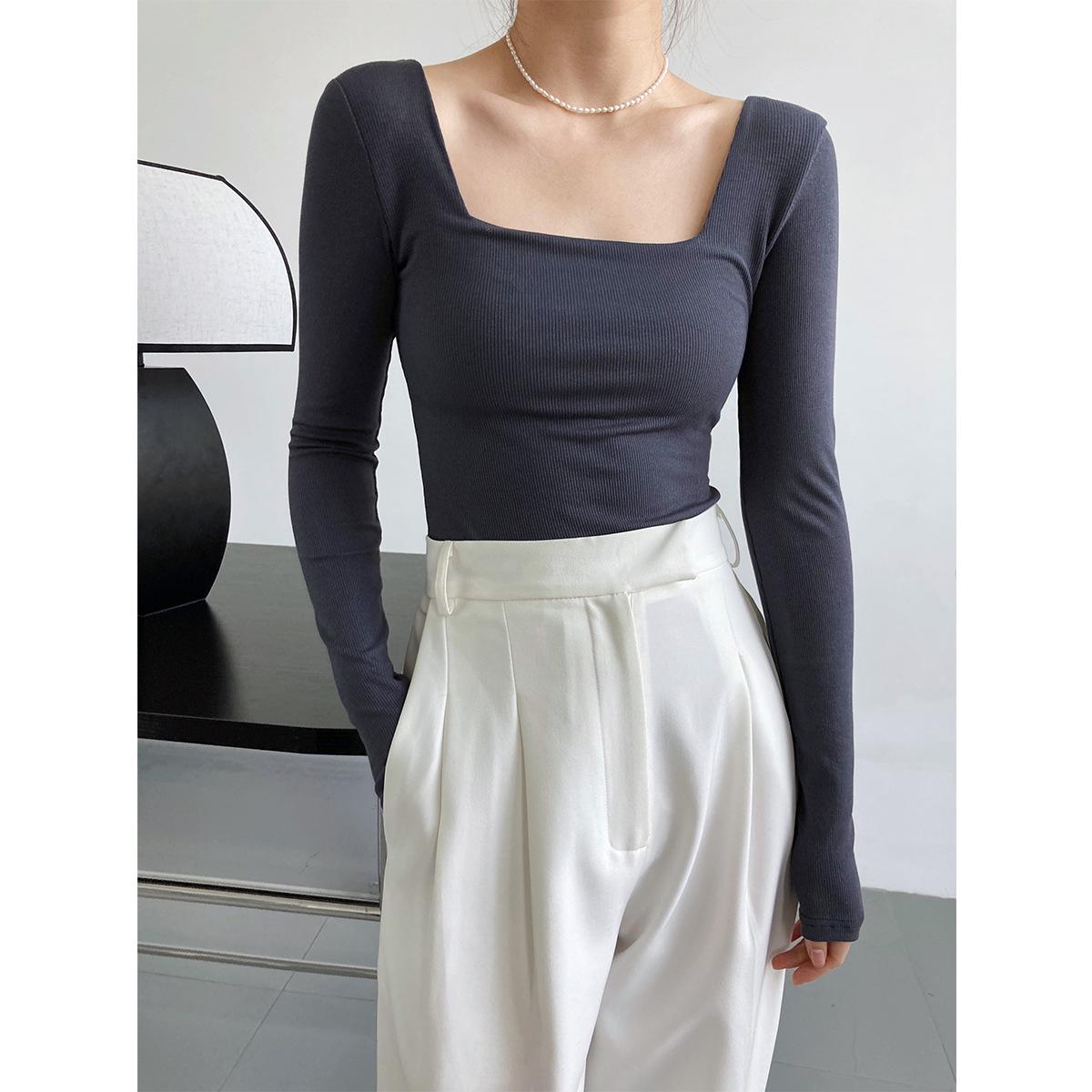 

Luxi Women s Slim Fit Long-Sleeve Square Neck Top Large хакі