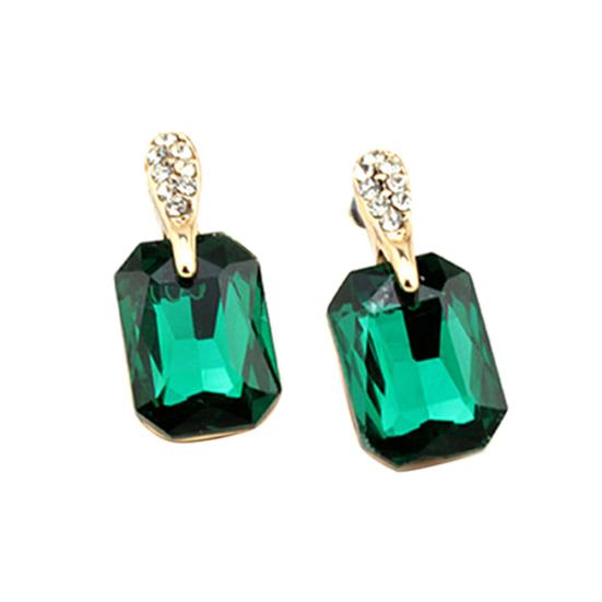 Women Elegant Rectangle Rhinestone Ear Studs Earrings Jewelry Birthday Gift