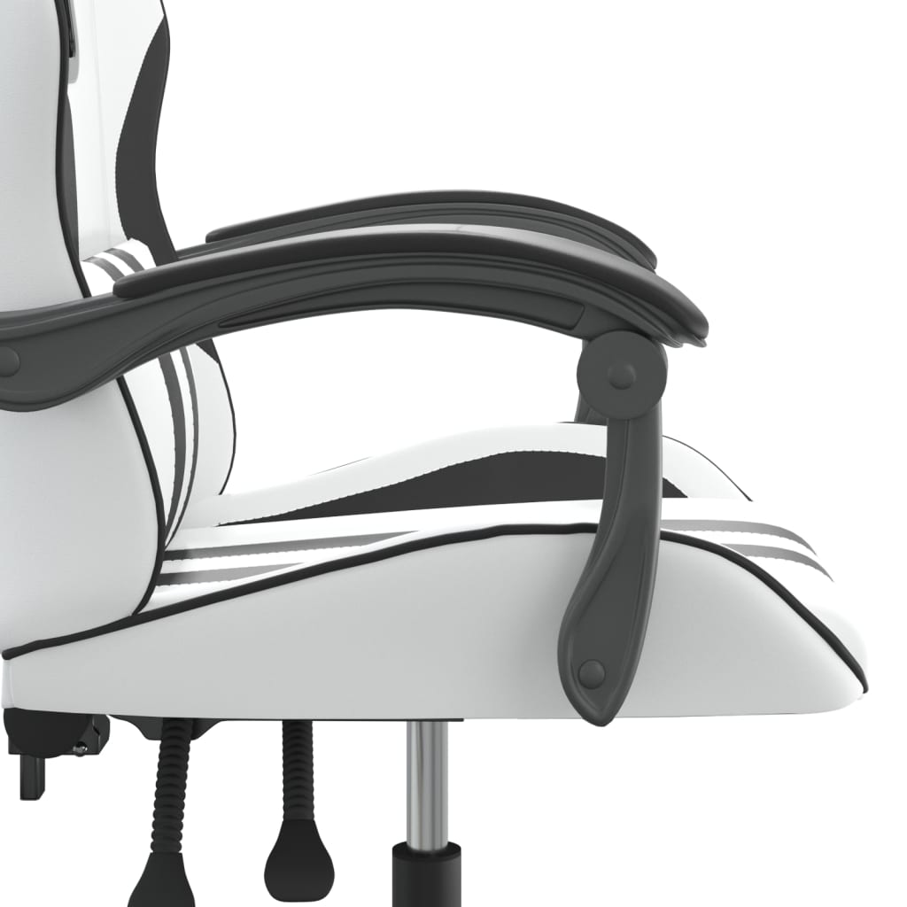 Vidaxl Swivel Gaming Chair, White-Black, Faux Leather