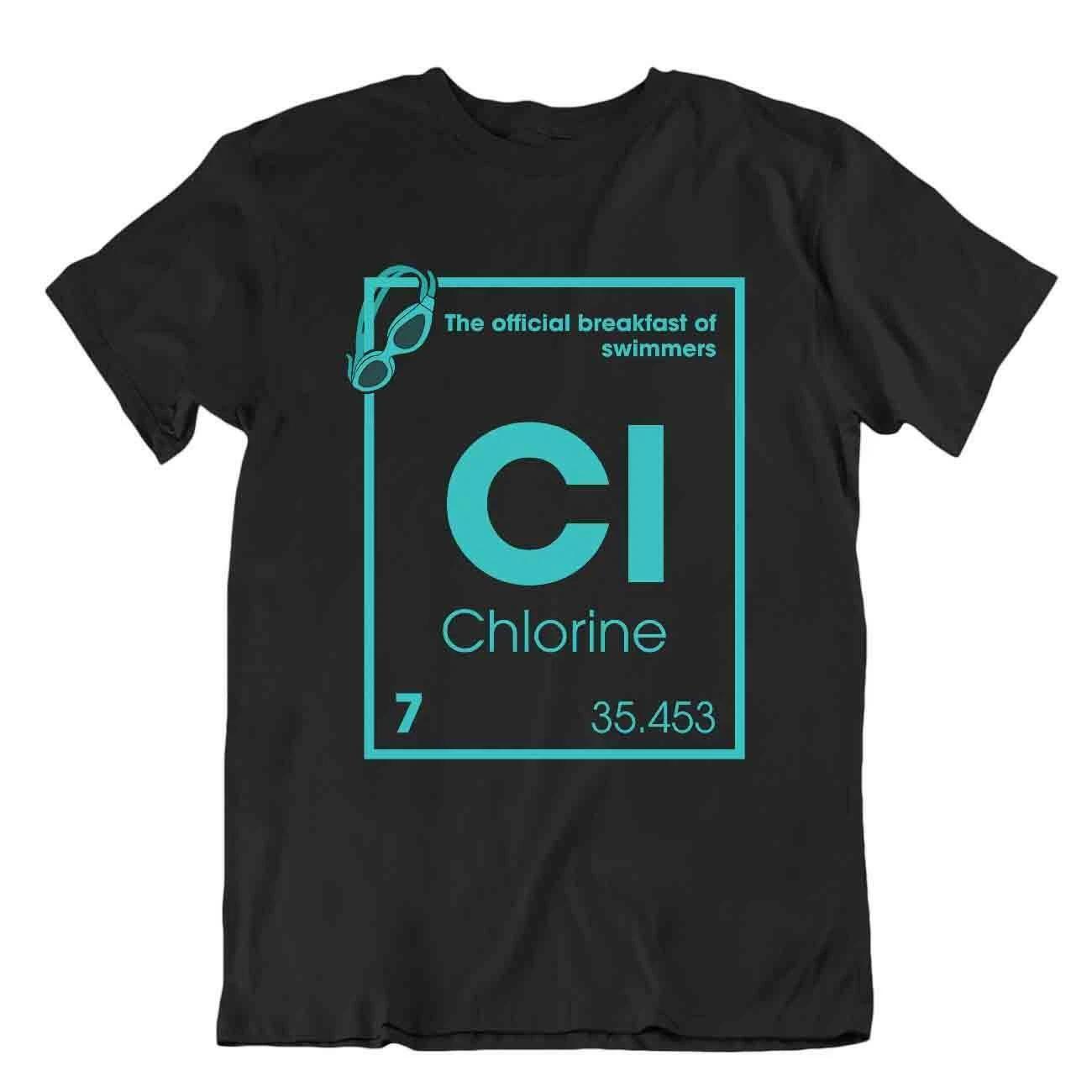 Chlorine Swimming T-SHIRT Chemical Table Humor Sign Tee Cool Comic Shirt XL