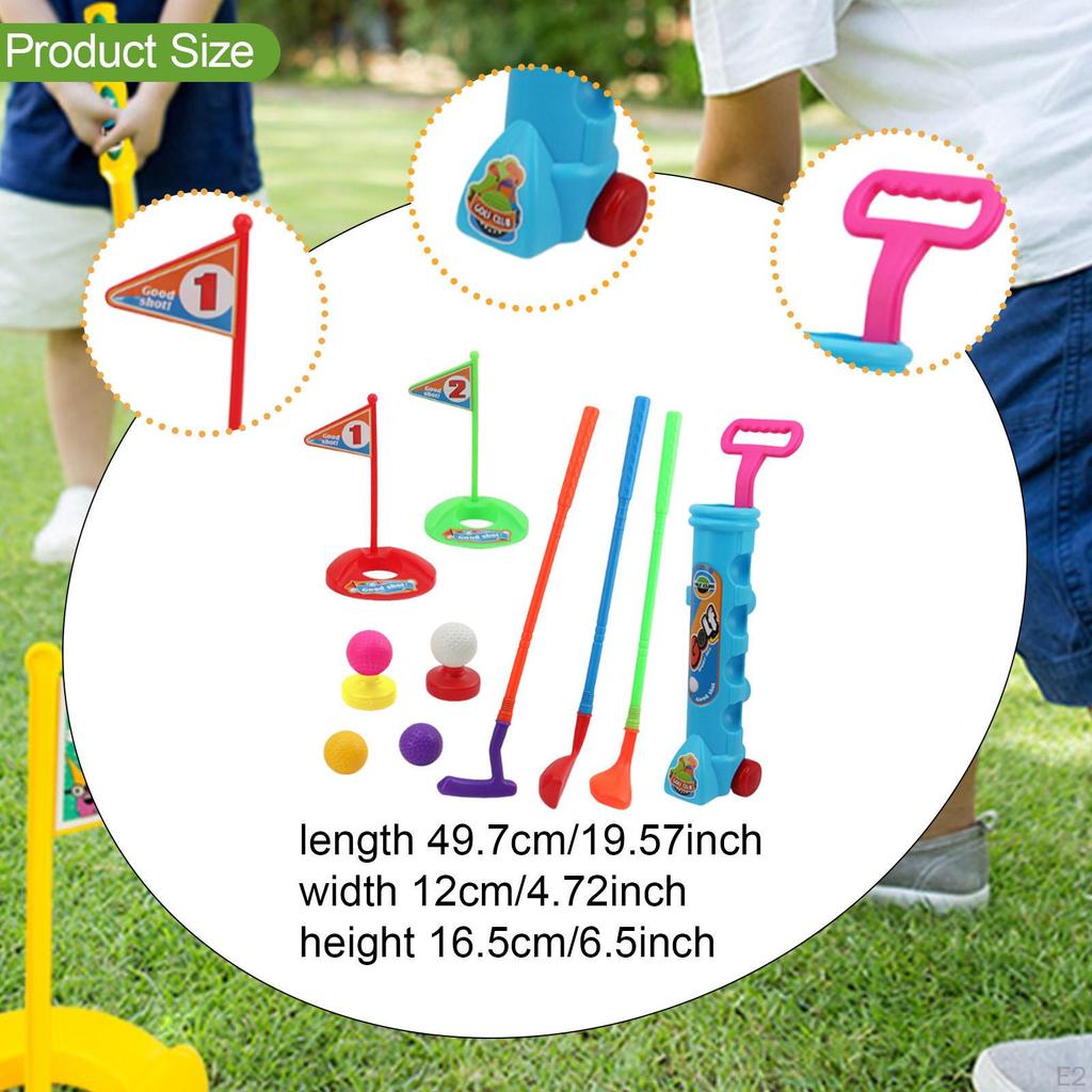 12 Pieces Kids Golf Game Play Set and Numbered Flag Practice Holes Active Exercise with Balls