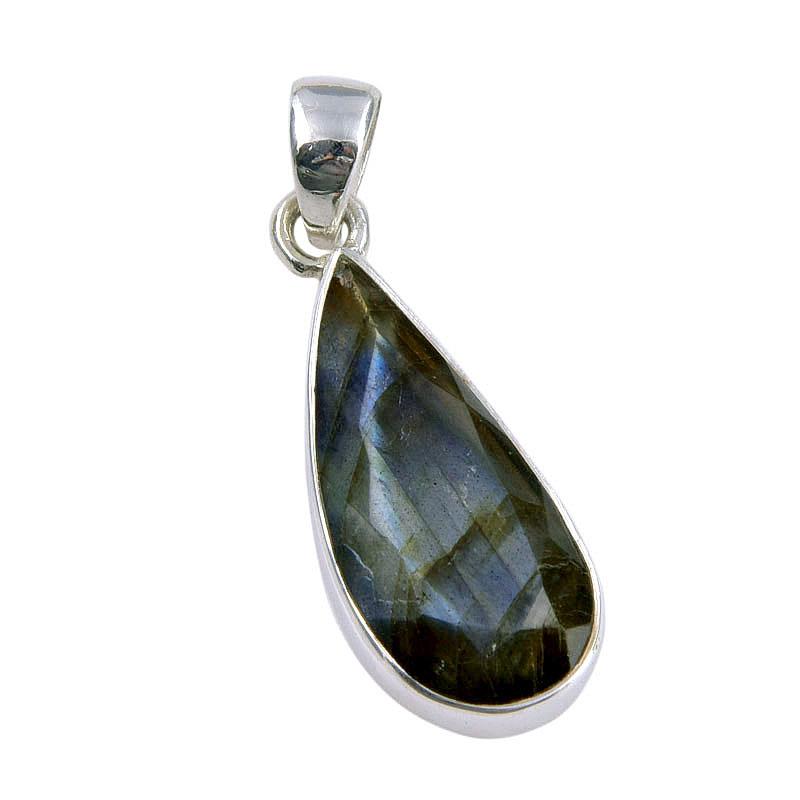 Natural Labradorite Gemstone 925 Solid Sterling Silver Gift Pendant 1.25" n2P01