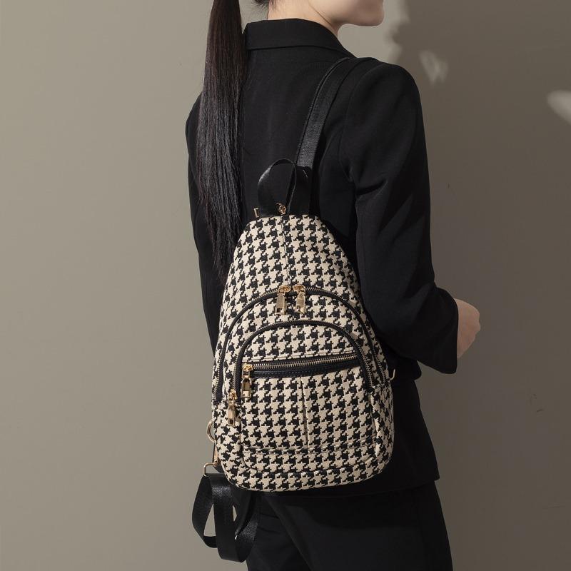 Autumn new women's bag versatile thousand bird grid canvas waterproof fanny pack lightweight fashion high-end niche breast bag