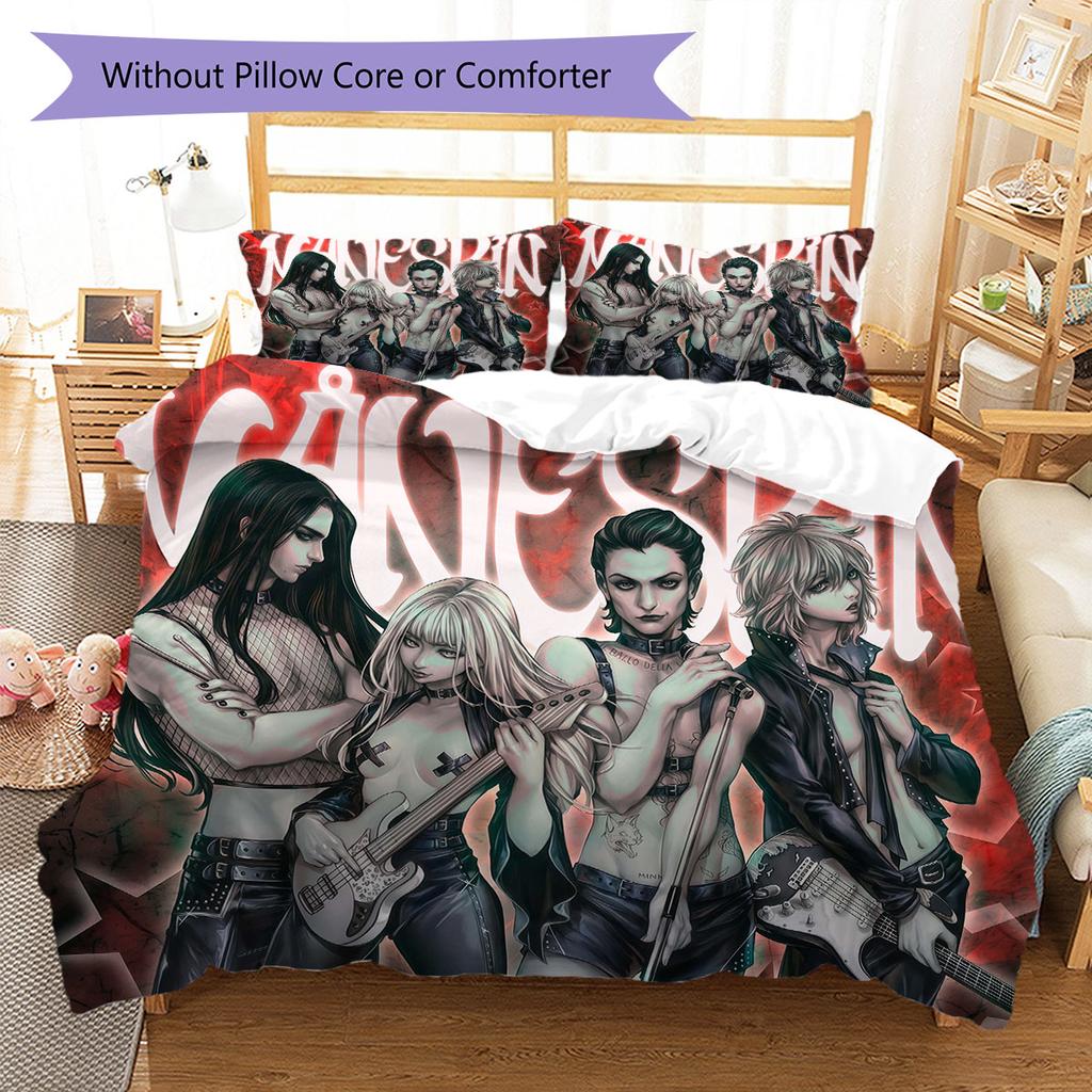 Måneskin Rebel Vibe Bedding Quilt Set Quilt Cover Pillowcase Home Decoration Birthday Gift (1 * Duvet Cover + 2 * Pillowcase, Without Core)