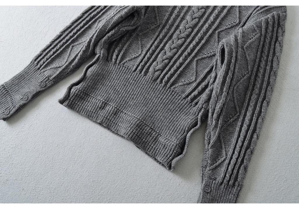 Retro Sweter Krótki z Dekoltem i Splotem Warkoczowym w Koreańskim Stylu WS9295-26