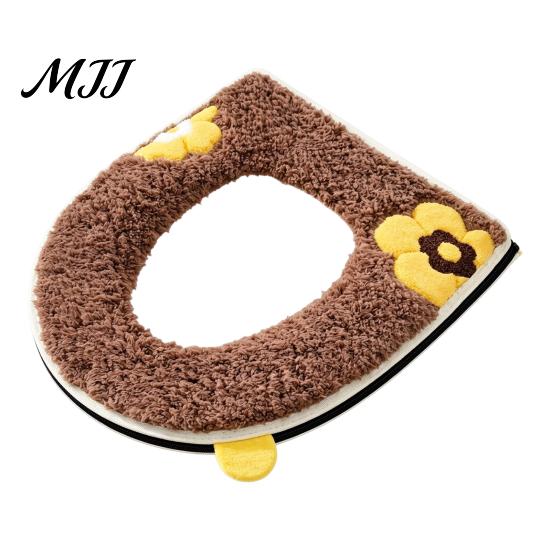Easy Clean Commode Seat Cushion Soft Plush Toilet Cover, Cartoon Warmer Pad with Zipper Closure, Thickened Thick Fluffy Bathroom Decor for Winter,