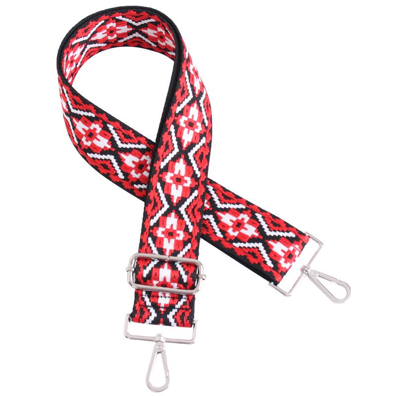 5CM Adjustable Multi-Color Women's Bag Strap - Kaleidoscope Pattern, Wide, Cross-Body