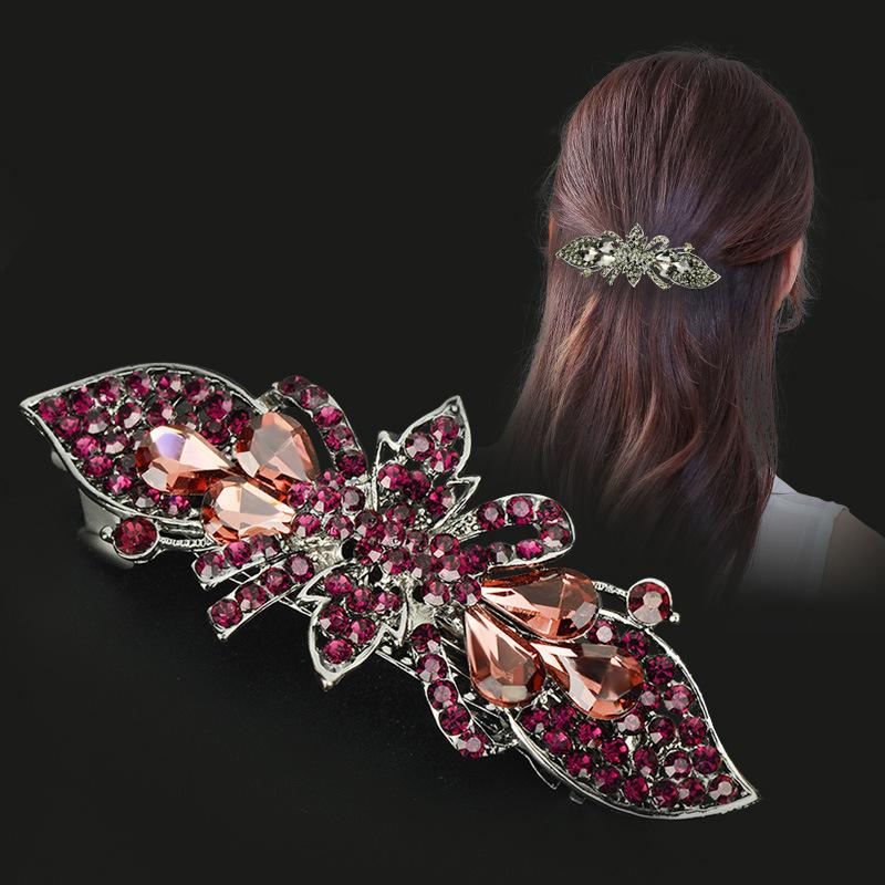 Korean Rhinestone Crystal Hair Clip for Women - Large Alloy Hairpin & Ponytail Accessory