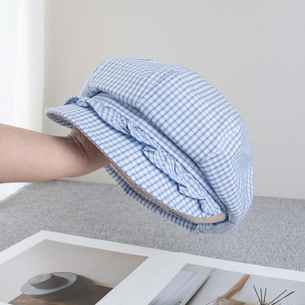 Big Head Circumference Ruffle Octagonal Hat Korean Style Women Artist Hat Spring Painter Cap  Girls