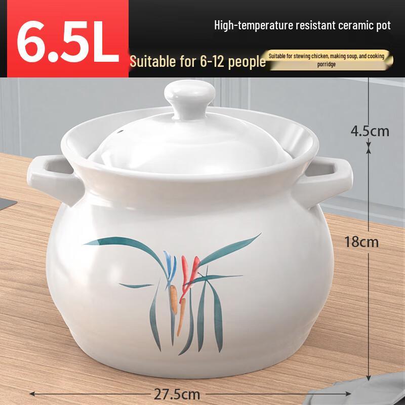 6.5L Heat-Resistant Ceramic Stew Pot