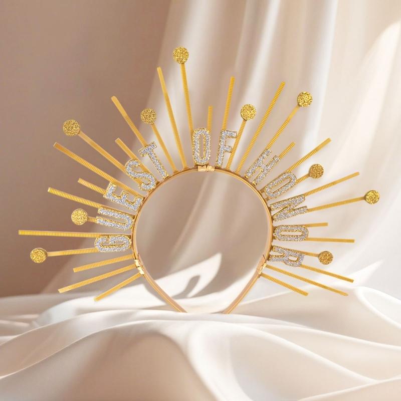 Guest of Honors Crownpiece Headbands NonSlip Hairhoop with Spiked For Dancing Event Wedding Ceremony Dressingup Headwear
