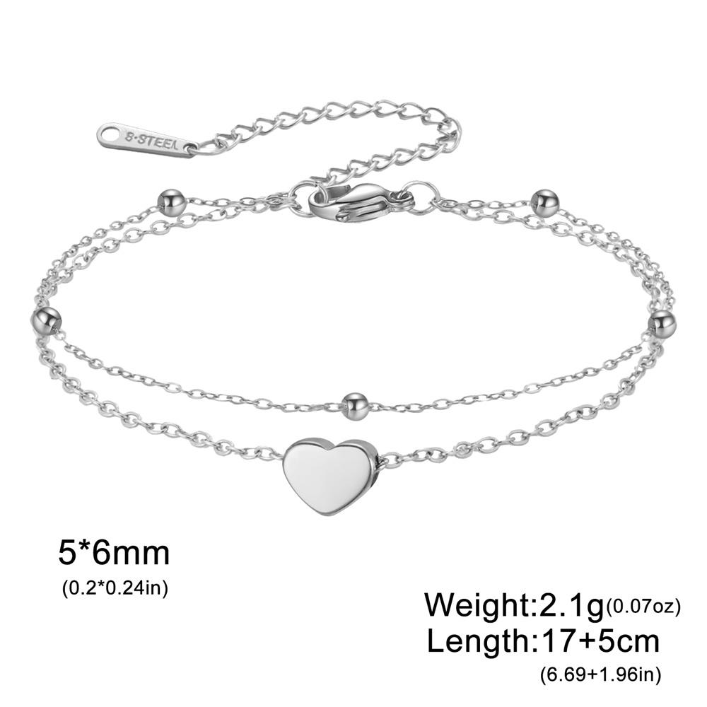 My Shape Heart Charms Bracelets for Women Girls Gold Color Chains 2 Layers Hand Chain Stainless Steel Jewelry Girlfriend Gifts