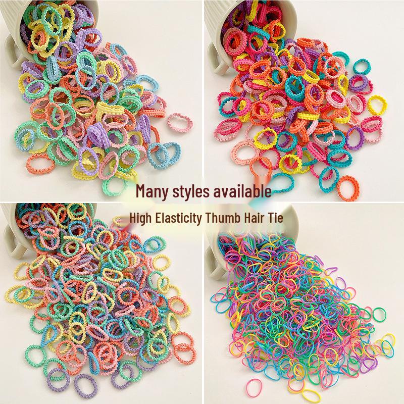 Colorful No-Damage Hair Bands for Kids, Little Girl Hair Ties & Rings, Disposable Elastic Circles