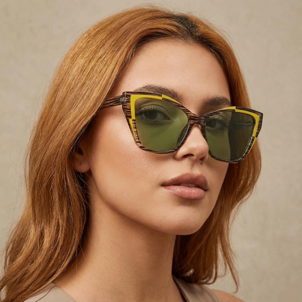Steampunk Fashion Sunglasses Contrast Color UV Protection Sunglasses Cat Eye Sunglasses Beachwear