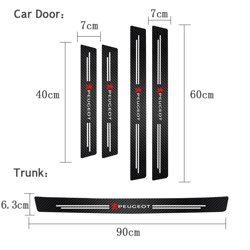 5Pcs Car Threshold Protection Bumper Film Sticker Car Styling For Peugeot 2008 207 508 607 106 406 407 307 206 301 408 5008 4008