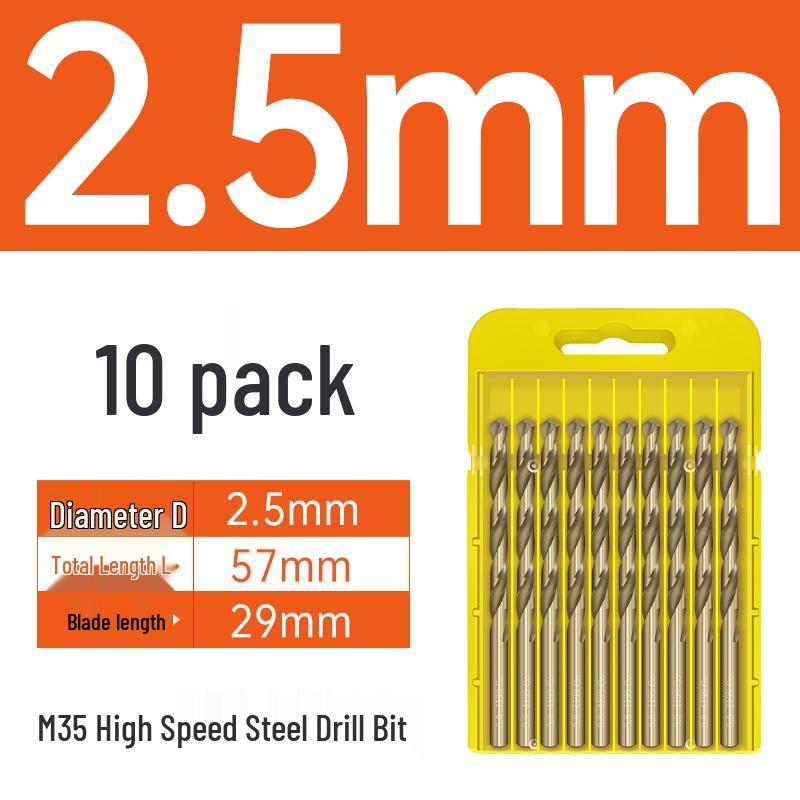 M35 Cobalt Twist Drill Bits Set for Stainless Steel, High Hardness, Straight Shank, Hand & Electric Drills