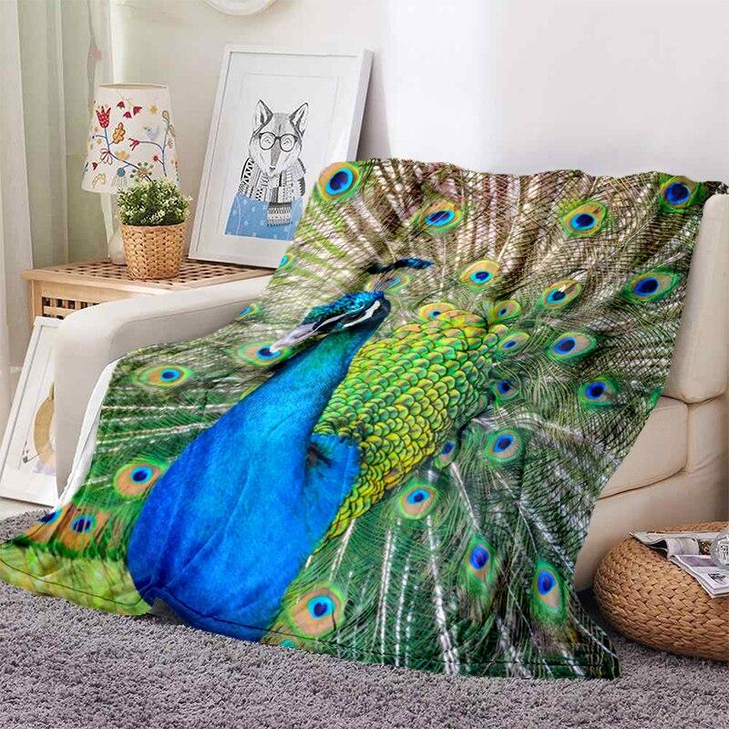 Peacock Pattern Blanket Ultra Lightweight Soft Plush Flannel Throws Blanket for Sofa Bed Couch Best Office Gifts