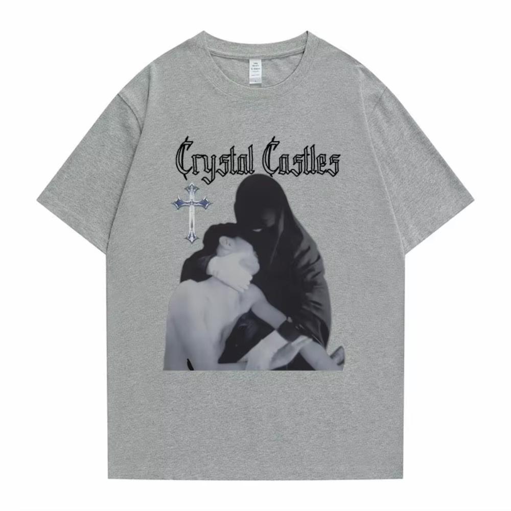Crystal Castles Graphic Print T Shirts Men Women Gothic Rock Oversized Tshirts Short Sleeve Male Hip Hop Casual Vintage Tshirts