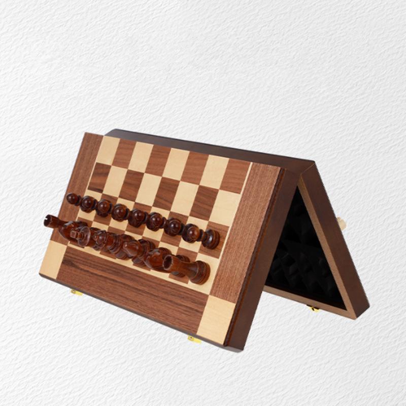 Wooden Chess Set 38Cm/14.96Inch With 2 Additional Foldable Portable Travel Board Games Suitable For Adult Competitive Chess