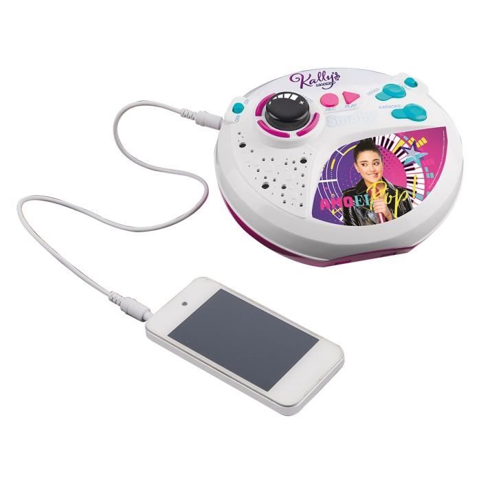 Microphone sur pied Smoby Kally's Mashup avec effets lumineux et enregistrement de la voix