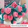 Flannel Rose Blanket Finished Product Rose Nap Blanket Portable Artificial Flowers  Confession Gift