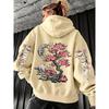 Japanese Tokyo Cherry Blossom Fuji Mountain Print Women Hoodie Loose Korean Autumn Clothes Fleece Pocket Sportswear