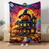 Cozy Halloween Castle Flannel Throw Blanket , Office Chair, Camping & Travel | Durable Polyester, Machine Washable