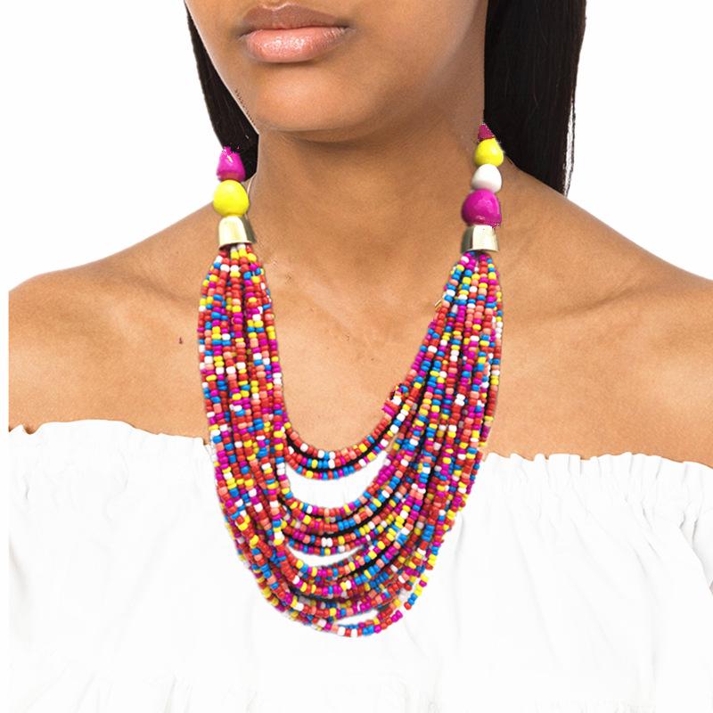 Bohemian Multi-layer Ethnic Seed Bead Necklace Set