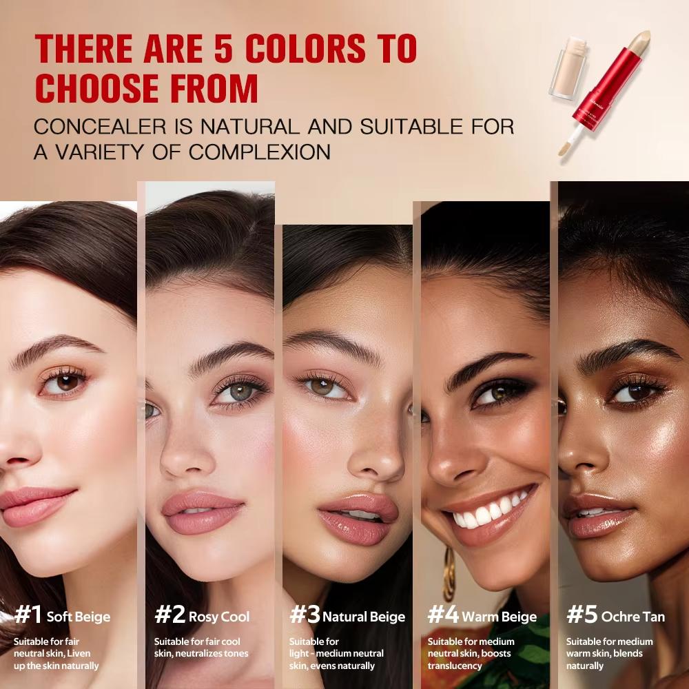 Corretor Blur 2 em 1 Desliza e Esconde Base de Cobertura Total de Longa Duração Maquiagem Líquida à Prova d'Água Feminina para Todos os Tipos de Pele