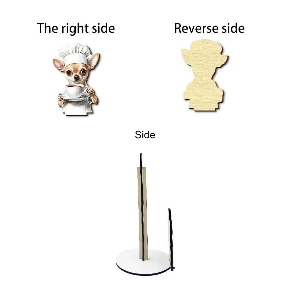 Adorable Tissue Holder Kitten Chef Puppy Roll Paper Standing Rack Chihuahua Cat Food Wrap Storage Rack Tea/Garden Party