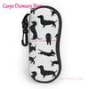 Portable Eyewear Case Dachshund Dogs And Bones Sunglasses Soft Case Glasses Box with Lanyard Zipper Eyeglass Case