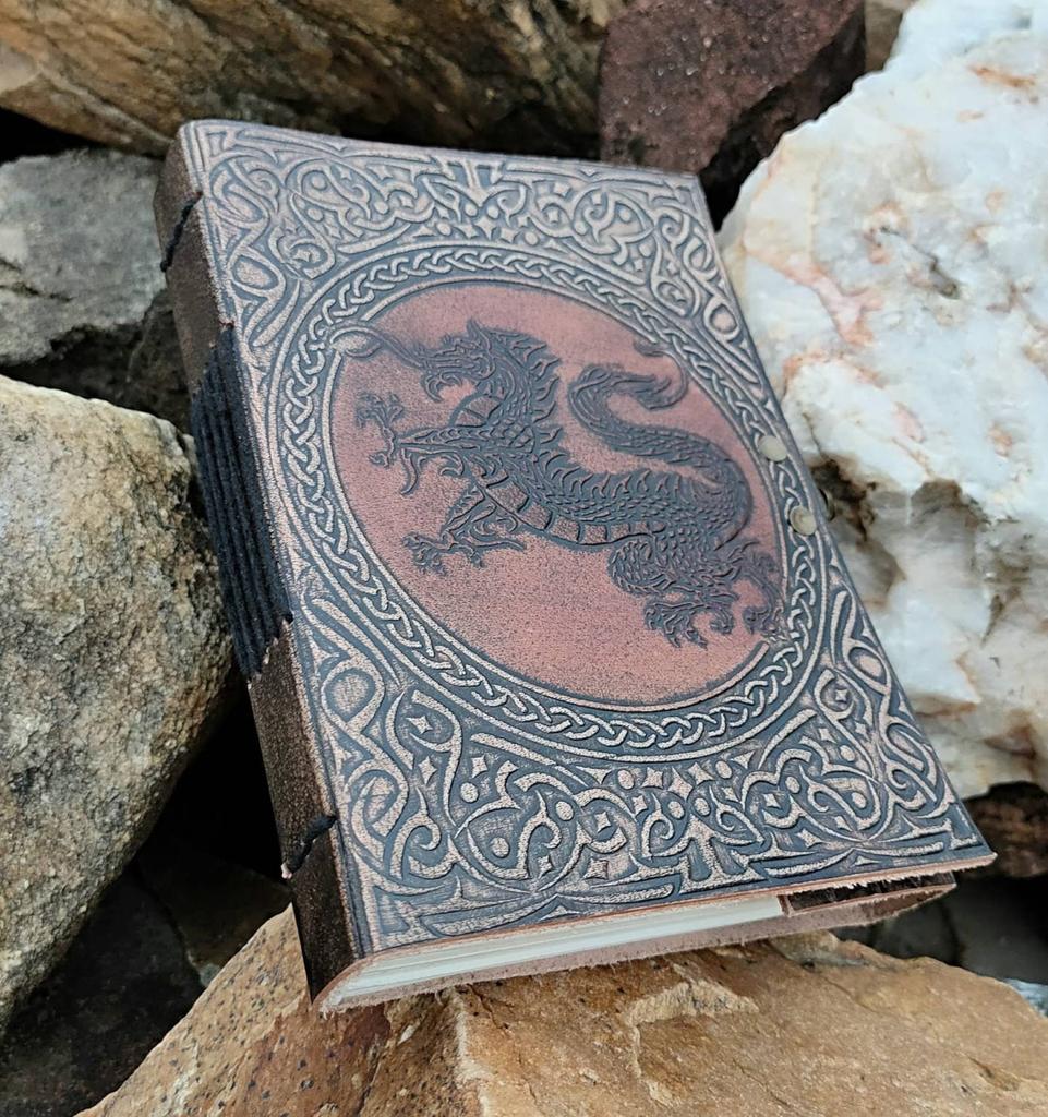 Dragon Embossed Leather Journal: Handbound Celtic Diary, Sketchbook