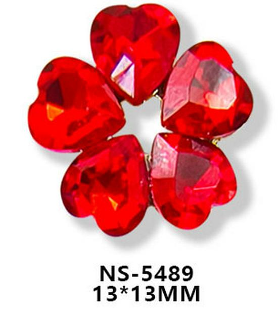 Persikofärgade Hjärta Strass Nageldekorationer - Fembladiga, Superglänsande Nageldekorationer Inspirerade av Japanska och Koreanska Trender