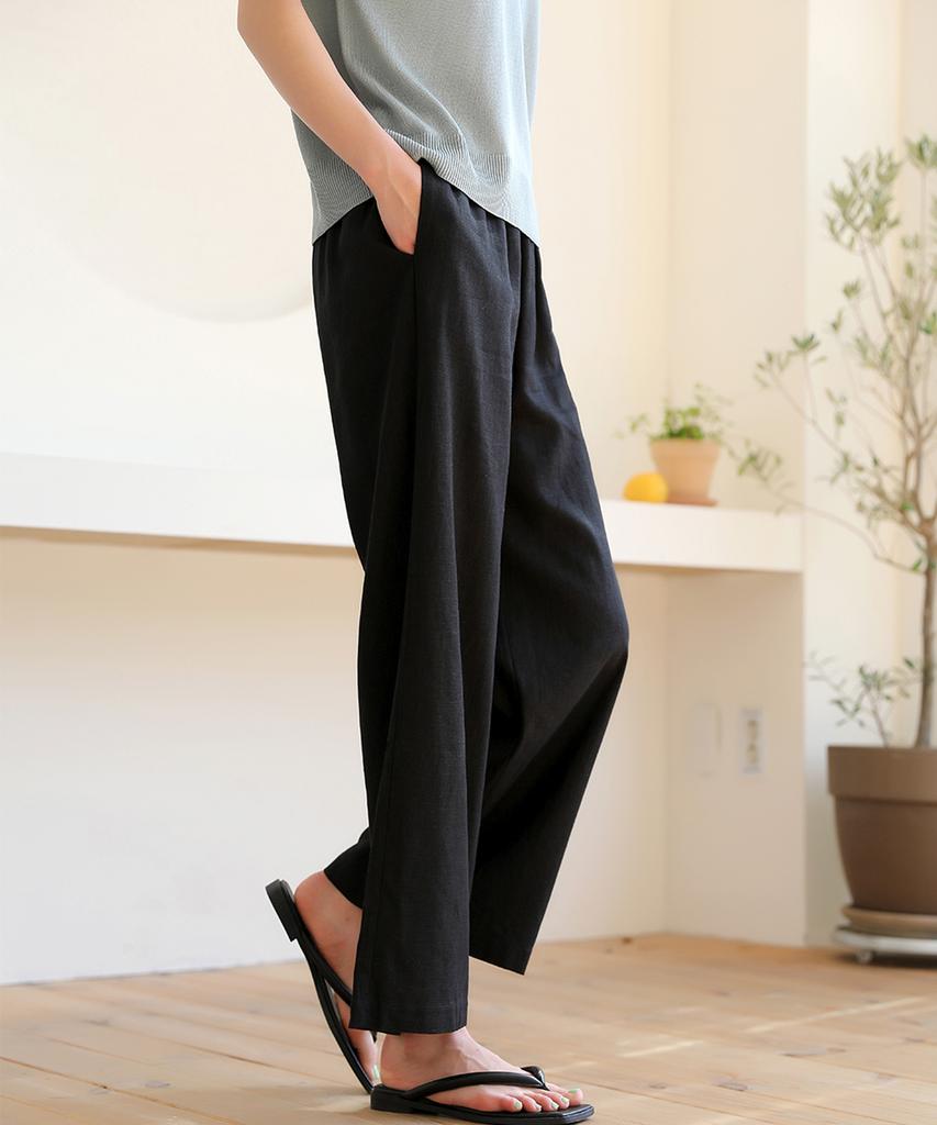Ppaeppae Linen Wide Waist-Filled Pants