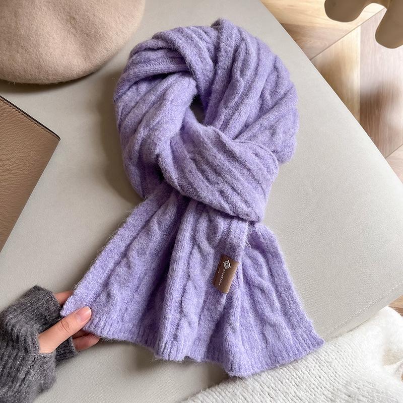 Korean Winter Fashion Versatile Solid Color Wool Blended Women's Scarf Warm High Quality Scarf Birthday Gift