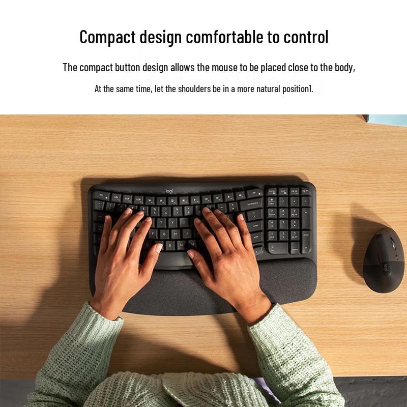 Logitech Wave Keys Ergonomic Wireless Bluetooth Keyboard & Lift Mouse Combo