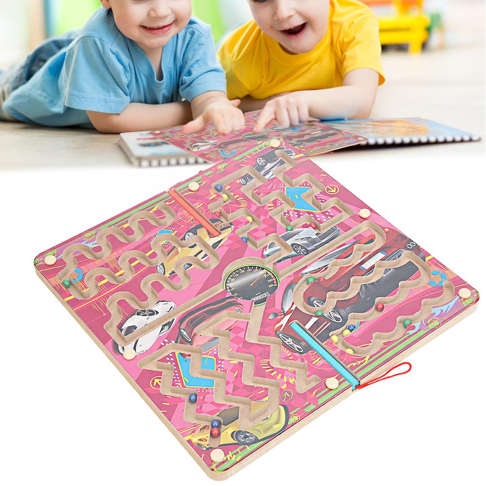 Magnetic Maze Game Puzzle Board Games Children Kid Toddler Educational Wooden Toy