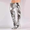 Autumn and Winter Thin Heels Pointed Head Sexy Mirror Patent Leather Women's Knee Boots Catwalk Boots He