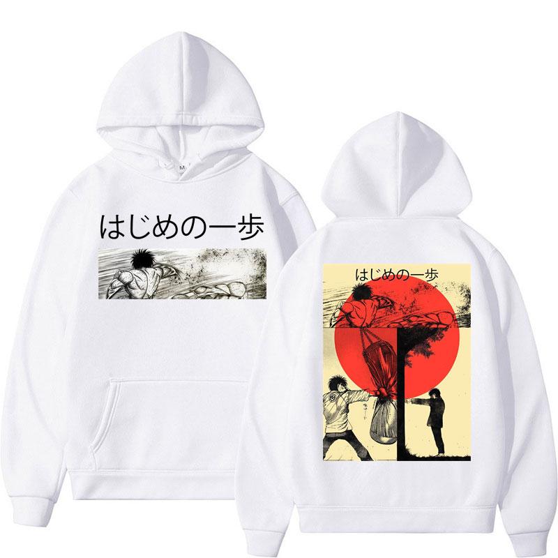 Anime Hajime No Ippo Kamogawa Boxing Gym Hoodies Makunouchi Takamura KGB Sweatshirt Loose Fleece Vintage Long Sleeve