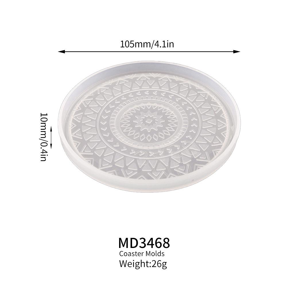 Mandala Pattern Round Resin Coaster Silicone Mold Set for DIY Epoxy and Plaster