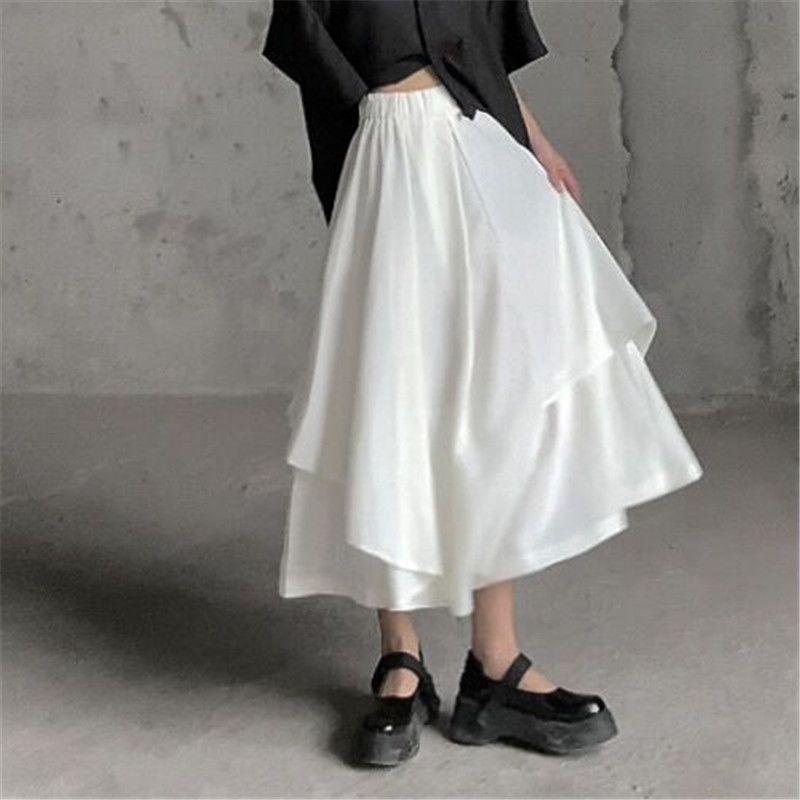Women Skirts Gothic Irregular High Waist Pleated Skirt Pants for Women Vintage Cargo Skirts Female Clothes Ladies