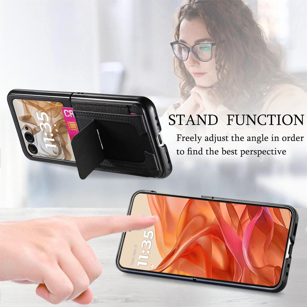 For Motorola Razr 60/50 5G Case Kickstand Retro Leather Back Cover with Card Holder