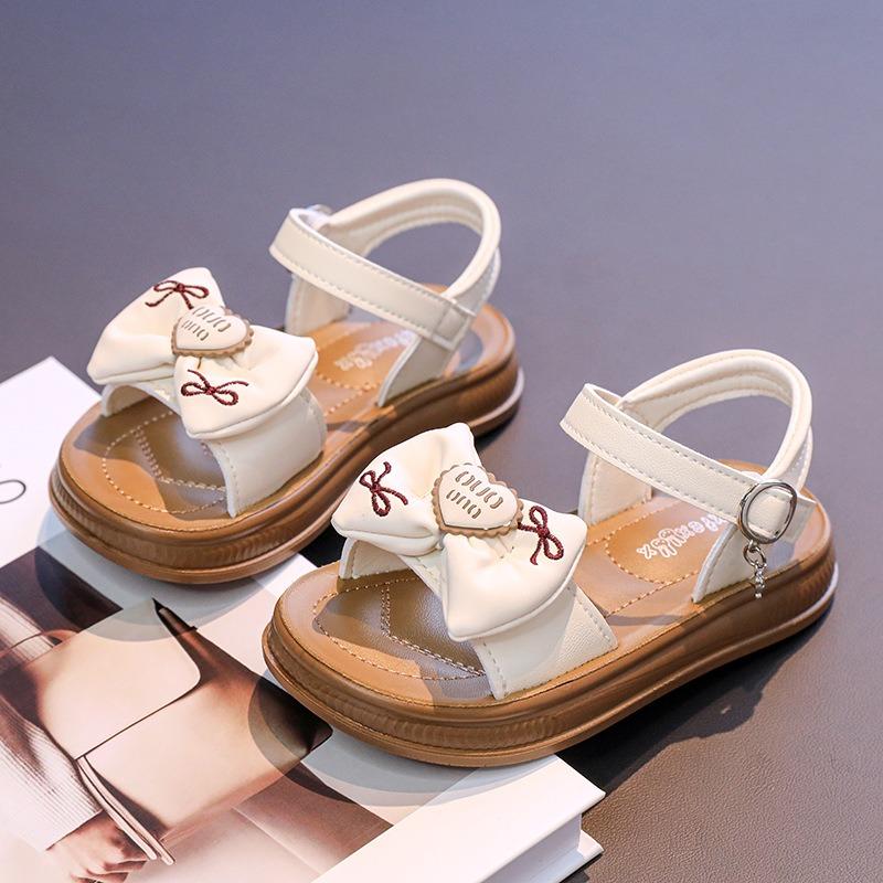 New Summer Kids Beach Shoes, Cute Bow & Heart Solid Color Girls Sandals for Little, Medium & Big Kids