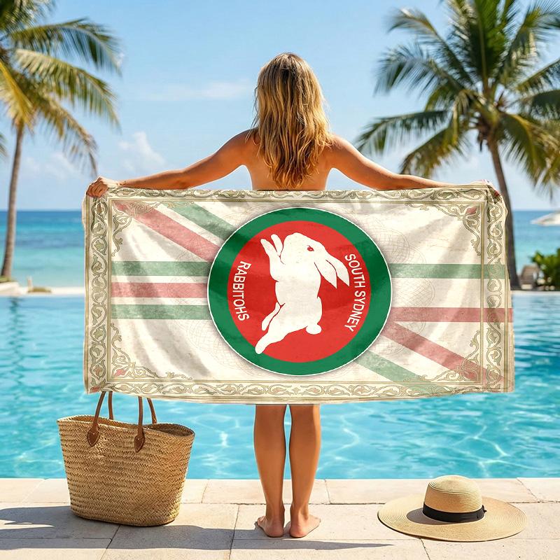 South Sydney Rabbitohs Fashion Beach Towel Portable Soft Quick Dry Towel For Swimming Camping Holiday Use