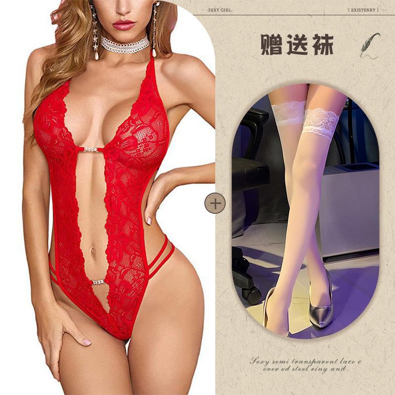 European and American sexy lingerie perspective backless body sculpting lace