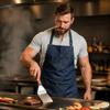 Wood Handle Stainless Steel Three-Edge Spatula Slanted Cooking Turner Griddle Spatula Teppanyaki Turner Kitchen Tool