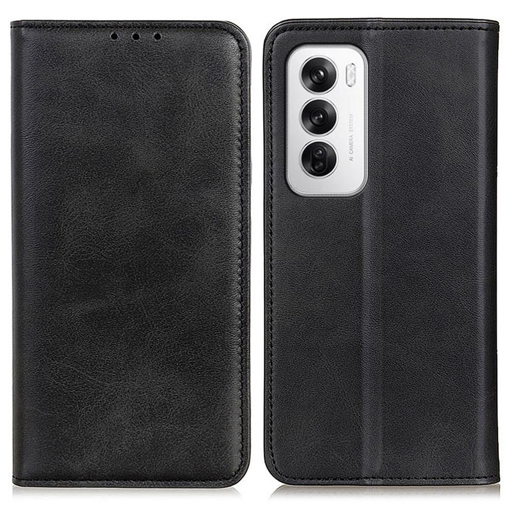 For Oppo Reno12 5G (Global) Case Cowhide Texture Split Leather Wallet Phone Cover with Stand