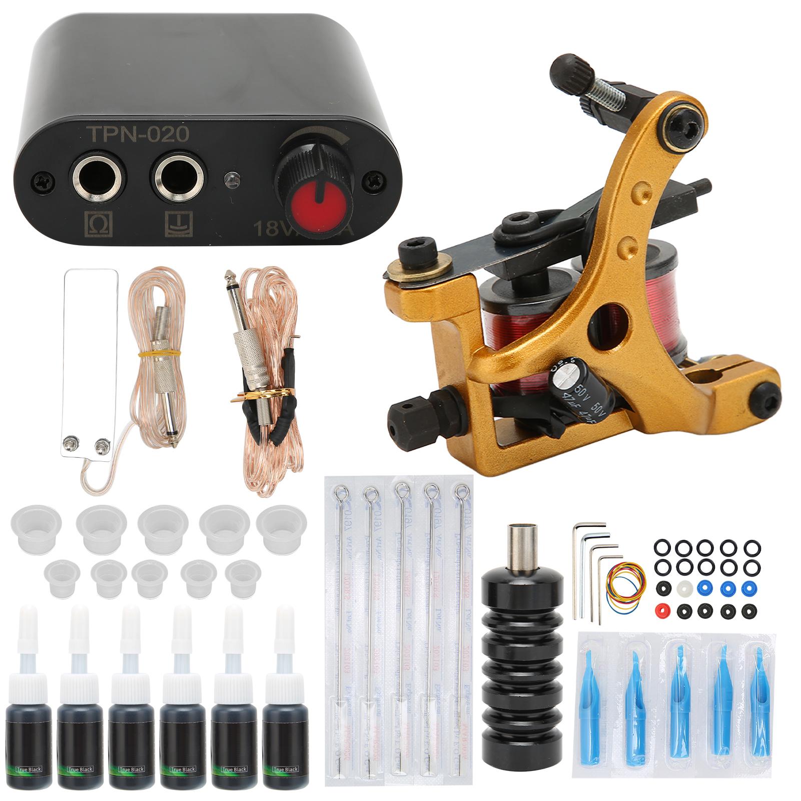 

Полный комплект для татуировки Профессиональные катушки для татуировки Машинки для татуировки Иглы для татуировки 6 чернил Блок питания Педаль US Plug